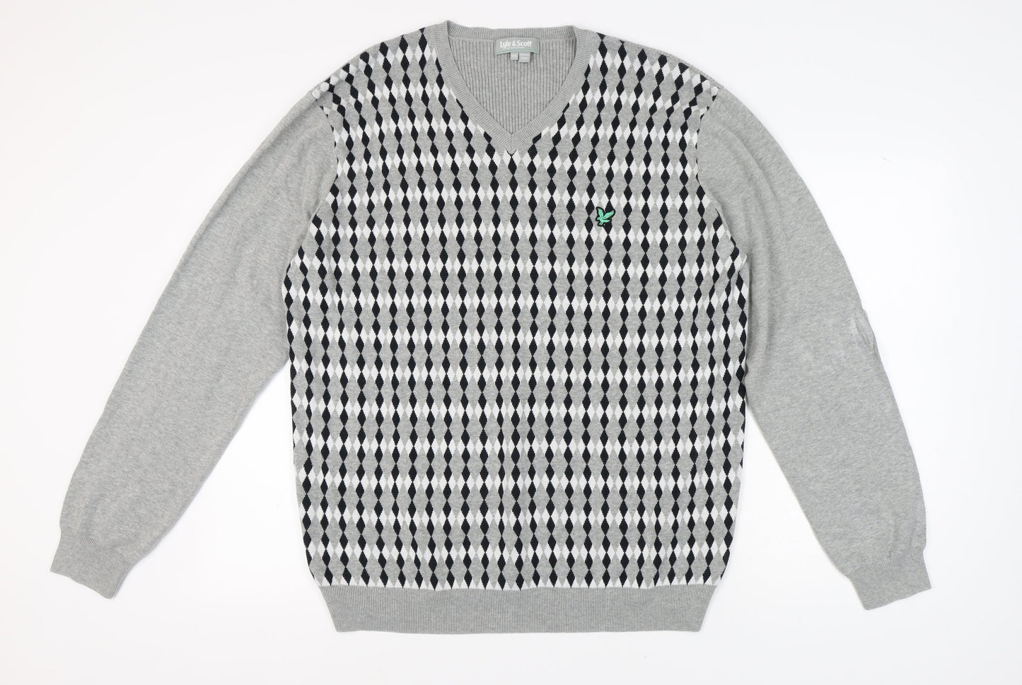 Lyle & Scott Men's Grey 2XL Argyle Pullover Jumper