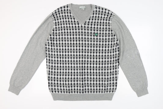 Lyle & Scott Men's Grey 2XL Argyle Pullover Jumper
