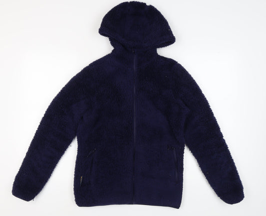 Mountain Warehouse Women's Blue Hooded Fleece Jacket Size 10