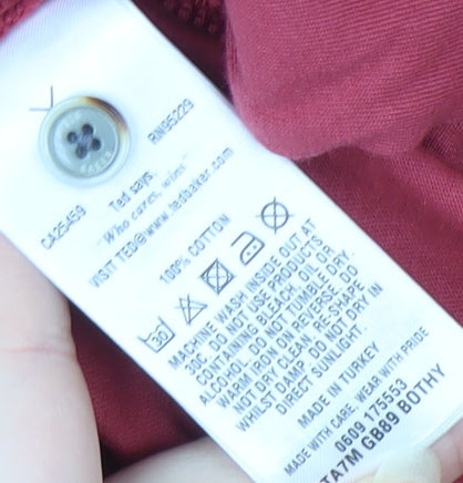 Ted Baker Men's Red Cotton Crew Neck T-Shirt, Size 4