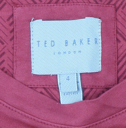 Ted Baker Men's Red Cotton Crew Neck T-Shirt, Size 4