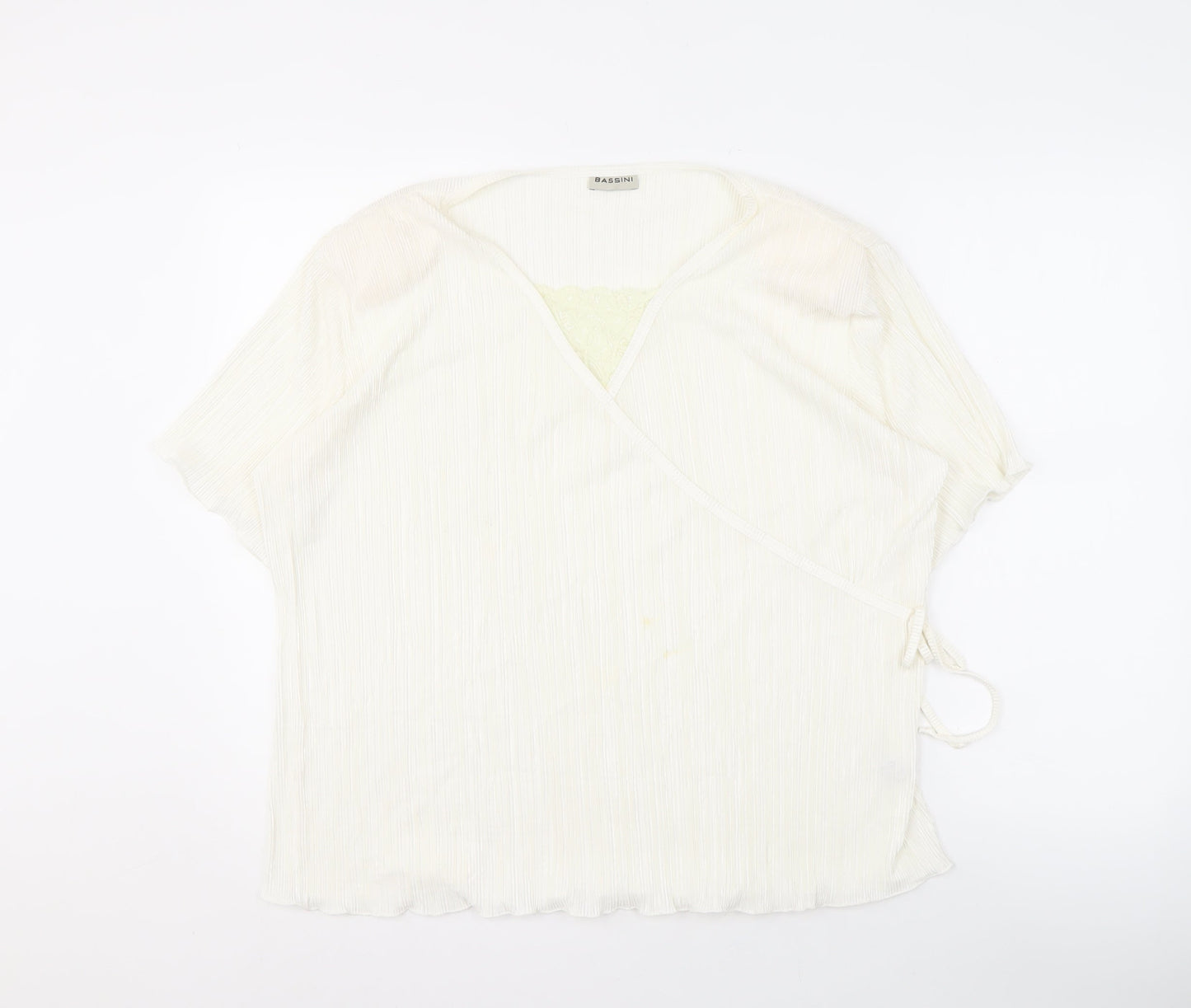 Womens UK Size XL BASSINI Ivory Wrap Blouse