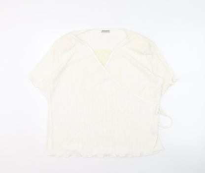 Womens UK Size XL BASSINI Ivory Wrap Blouse