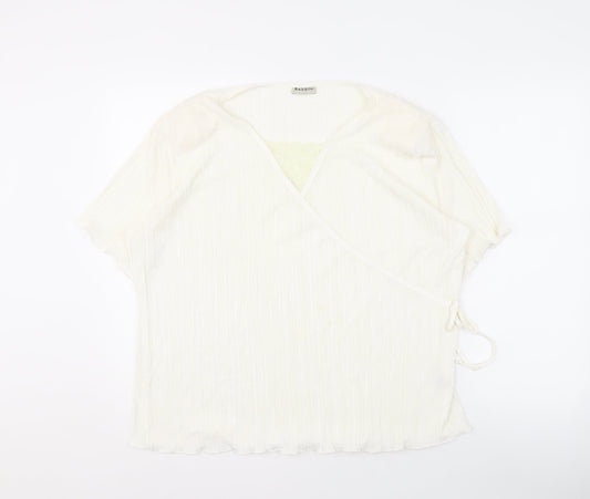 Womens UK Size XL BASSINI Ivory Wrap Blouse