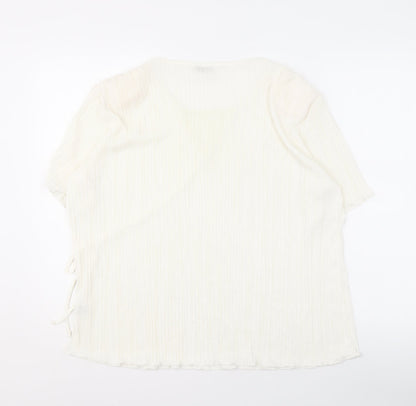Womens UK Size XL BASSINI Ivory Wrap Blouse