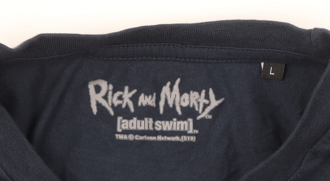 Rick and Morty Men's Blue L Christmas T-Shirt