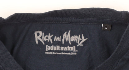Rick and Morty Men's Blue L Christmas T-Shirt