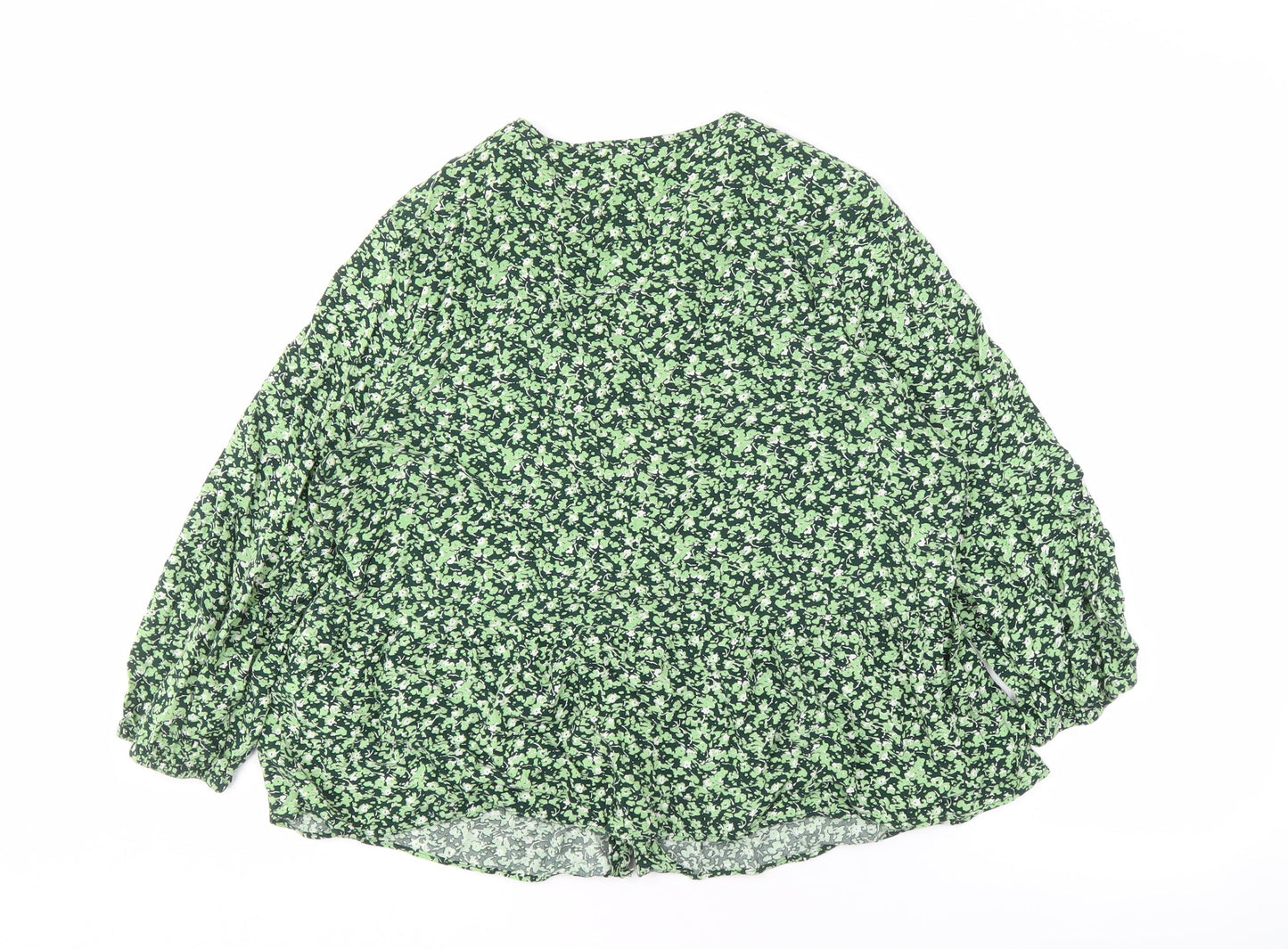 Warehouse Women's Green Floral V-Neck Blouse Size 16