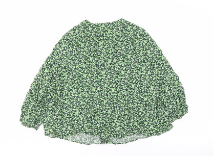 Warehouse Women's Green Floral V-Neck Blouse Size 16