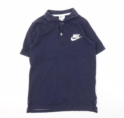 Nike Boys Blue Polo Shirt M Cotton Casual Short Sleeve