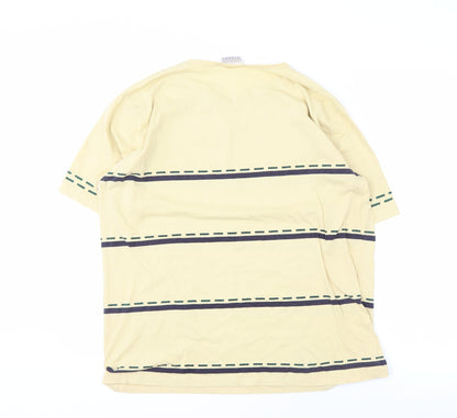 Alexon Men's Beige Striped T-Shirt, Size L, Crew Neck