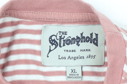 The Stronghold Men's XL Red Striped Crew Neck T-Shirt