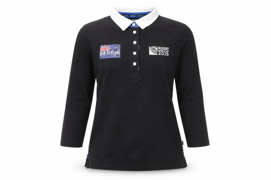 Sportfolio Unisex Black 3/4 Sleeve Rugby Polo Size 12