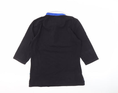 Sportfolio Unisex Black 3/4 Sleeve Rugby Polo Size 12
