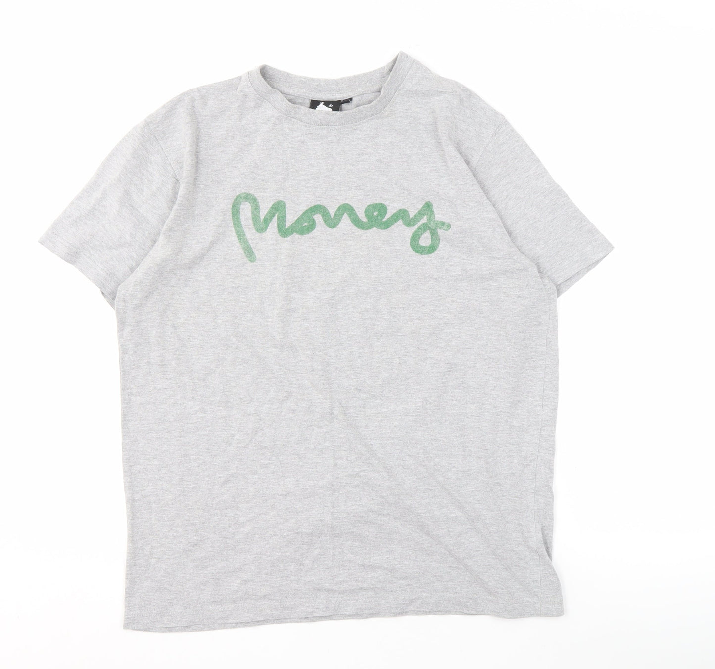 Money Men's Grey Cotton T-Shirt, Size M, Logo Accent