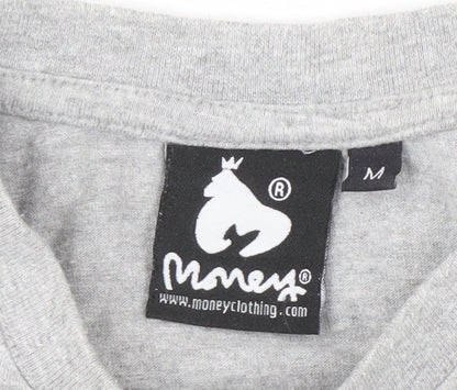 Money Men's Grey Cotton T-Shirt, Size M, Logo Accent