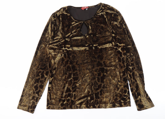 Womens UK Size 14 Taifun Gold Basic Blouse