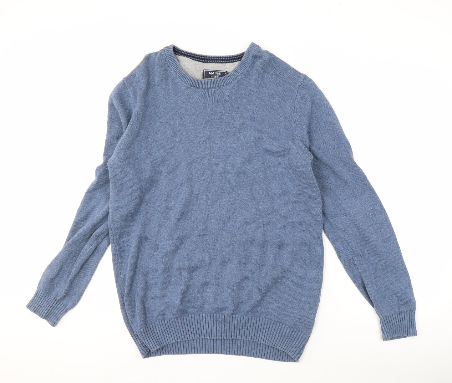 Maine New England Men’s Blue Cotton Medium Pullover Jumper