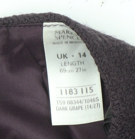 Marks and Spencer Women's Purple Pencil Skirt - Size 14