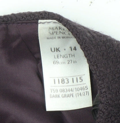 Marks and Spencer Women's Purple Pencil Skirt - Size 14