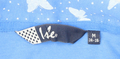 Vibe Women's Blue Polo Shirt Butterfly Print M