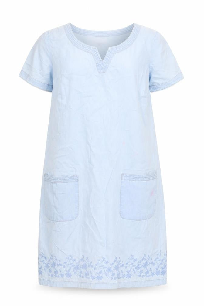 Brakeburn Women's Blue Cotton Knee Length Shift Dress