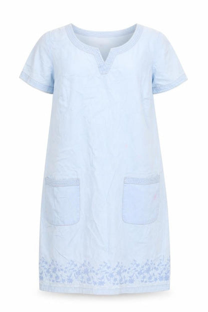 Brakeburn Women's Blue Cotton Knee Length Shift Dress