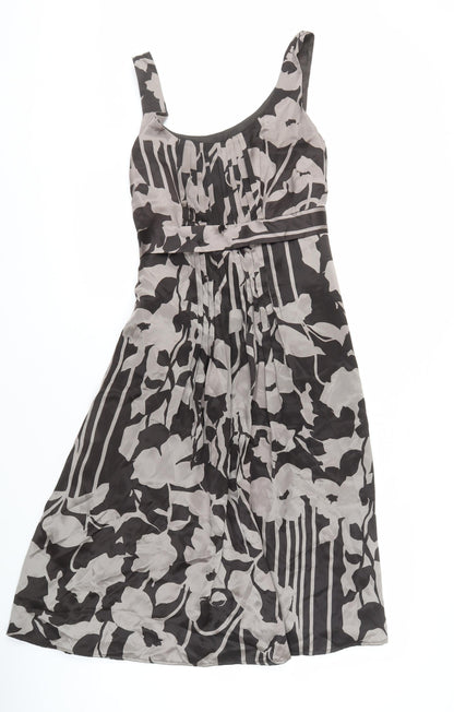 Monsoon Women's Black Floral Silk Sleeveless Dress