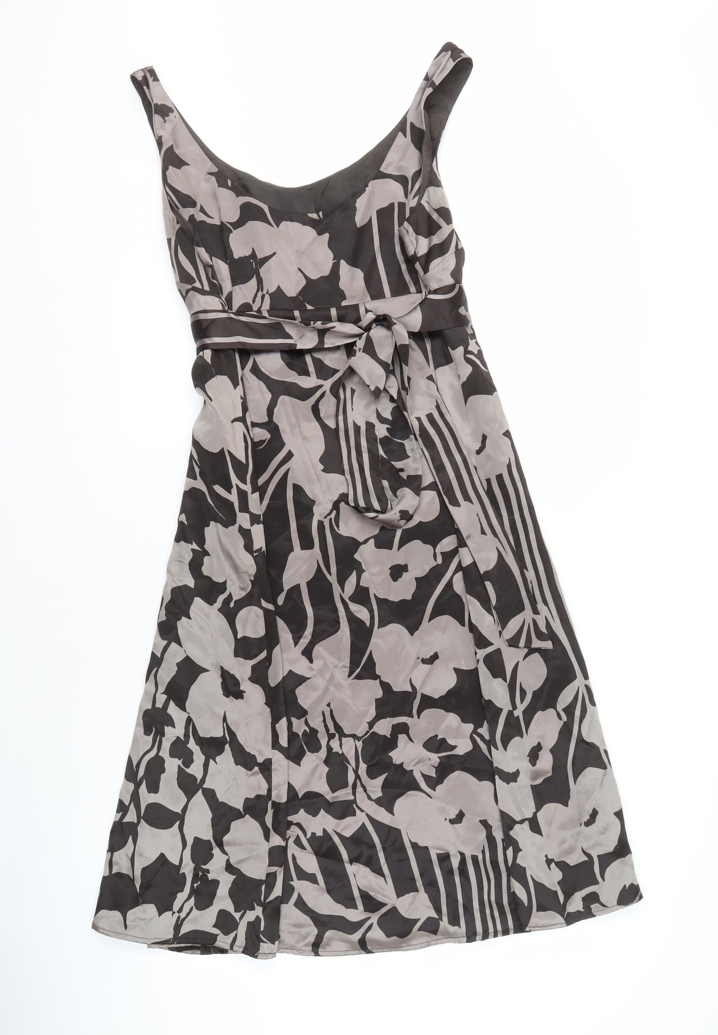 Monsoon Women's Black Floral Silk Sleeveless Dress