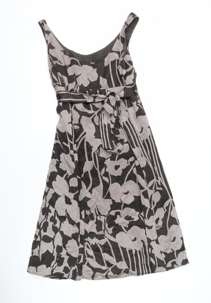 Monsoon Women's Black Floral Silk Sleeveless Dress