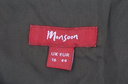 Monsoon Women's Black Floral Silk Sleeveless Dress