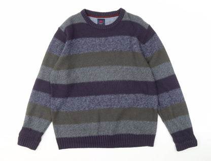 One Valley Men's XL Multicoloured Striped Pullover Jumper