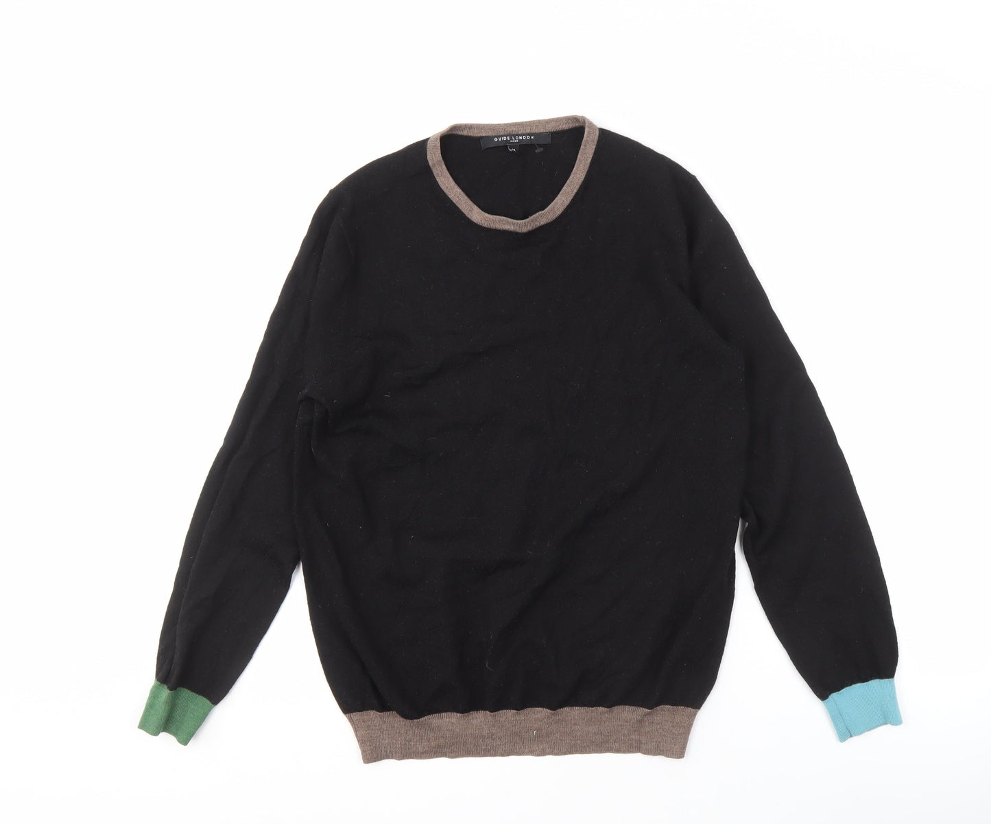 Guide London Men's Black Crew Neck Pullover Jumper, Size M