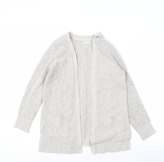 Fat Face Women’s Beige Open Front Cardigan, Size 8, Knit Pockets