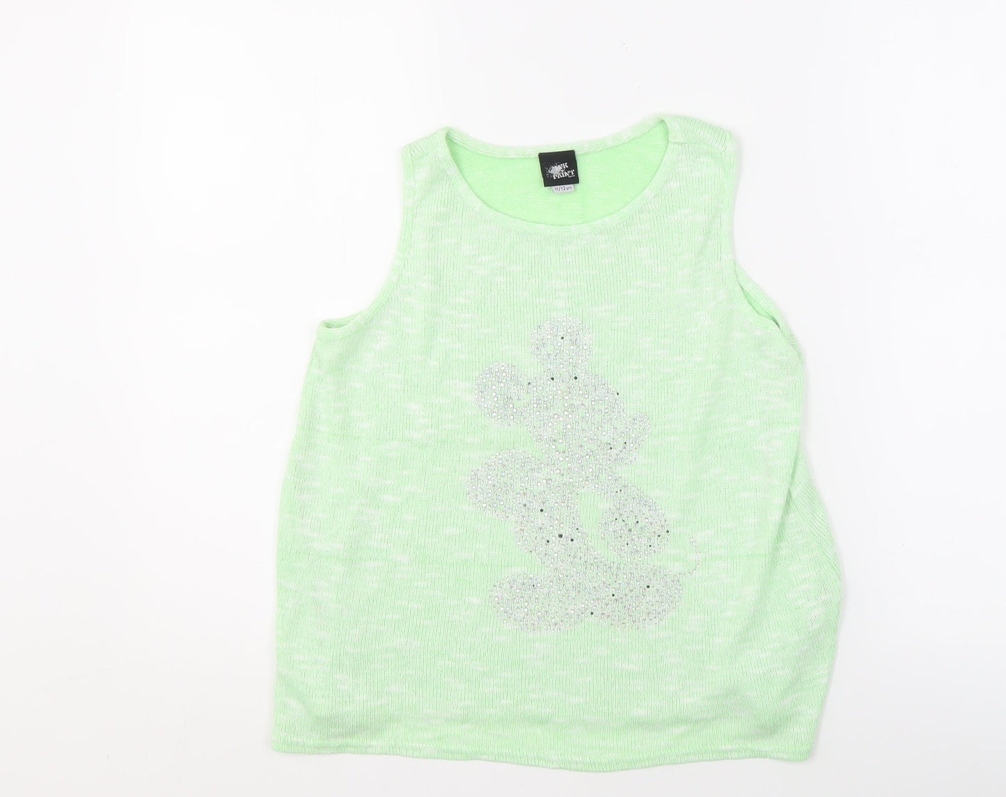 Disney Girls Green Tank Top - 11-12 Years, Cartoon Graphic