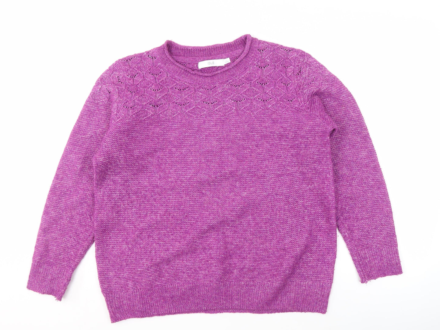 Womens UK Size L ISLE Purple Pullover Jumper