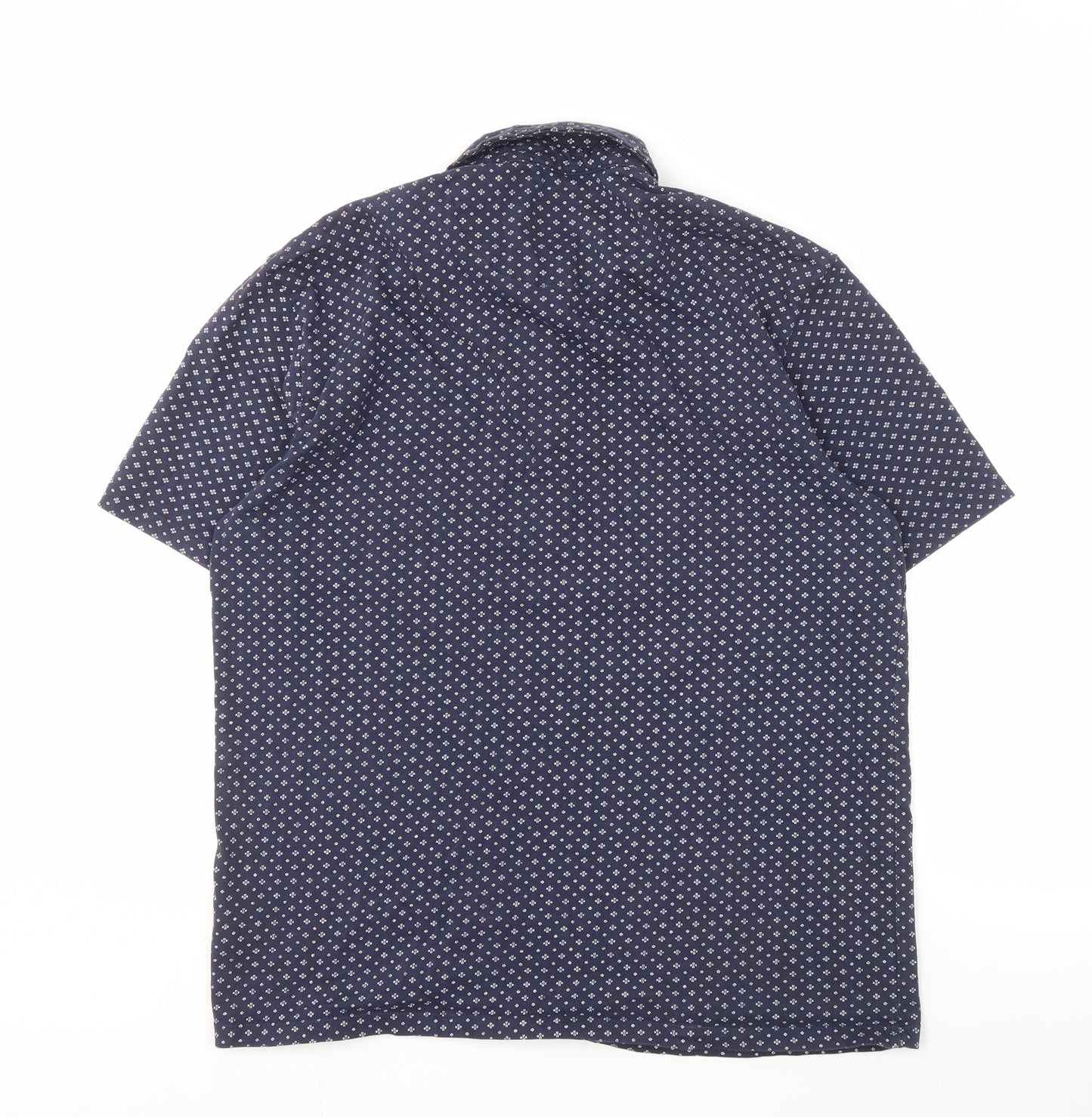 Next Men's Blue Geometric Polo L Size Collared Short Sleeve