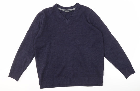 James Pringle Men's Blue V-Neck Pullover Jumper M
