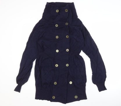 Jovonna London Women's Blue Cardigan, Size 12, High Neck