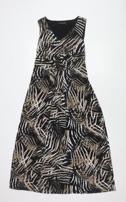 David Emanuel Women's Black Beige Geometric Midi Dress