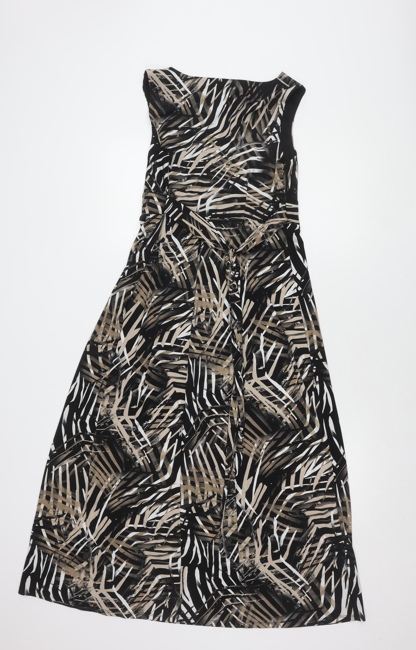 David Emanuel Women's Black Beige Geometric Midi Dress