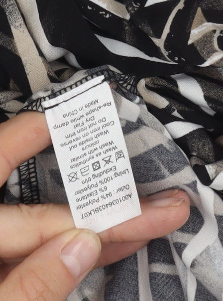 David Emanuel Women's Black Beige Geometric Midi Dress