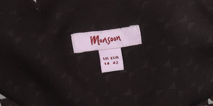 Monsoon Women Brown Silk Flutter Sleeve Dress