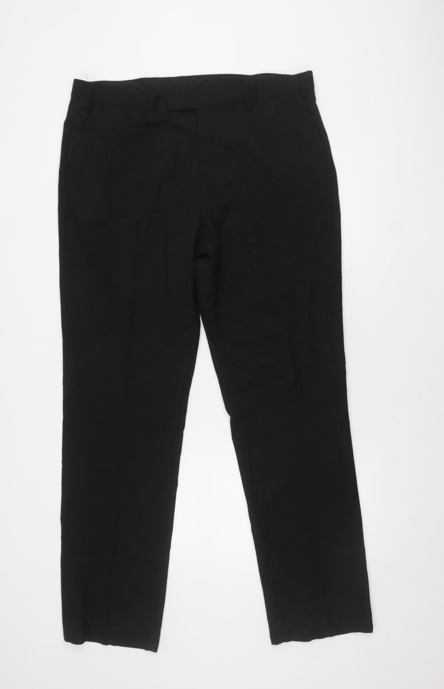 Marks and Spencer Men's Black Regular Fit Trousers