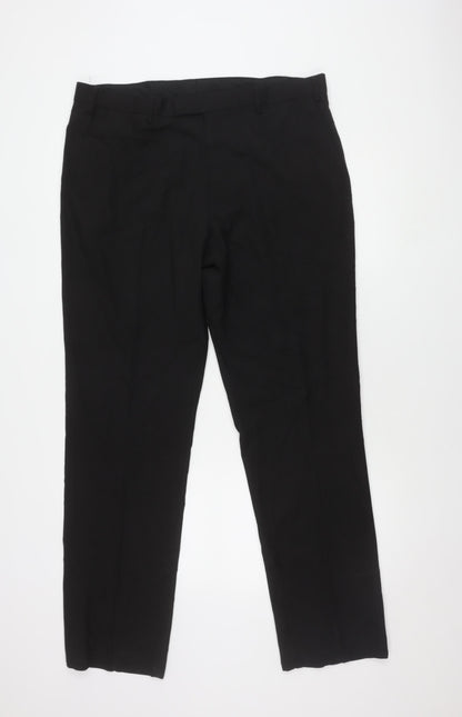 Marks and Spencer Men's Black Regular Fit Trousers
