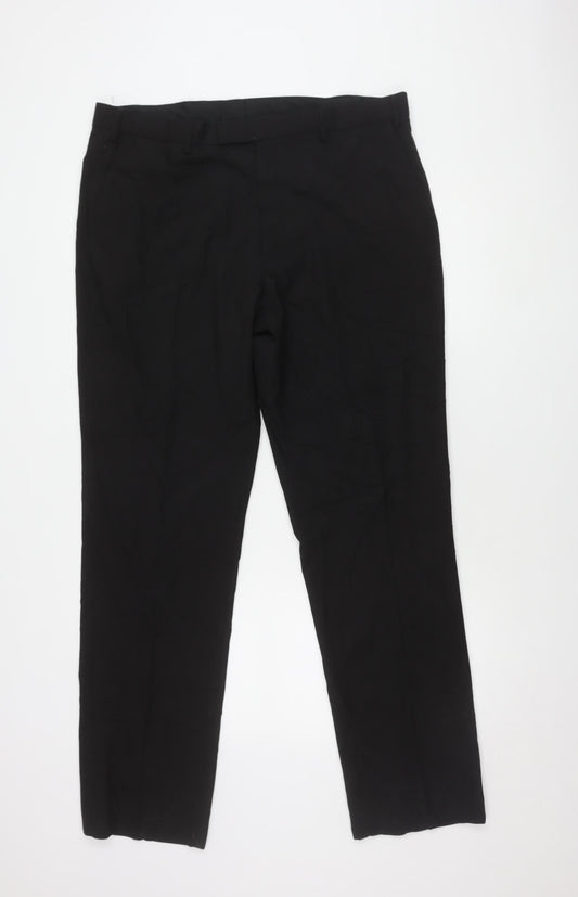 Marks and Spencer Men's Black Regular Fit Trousers