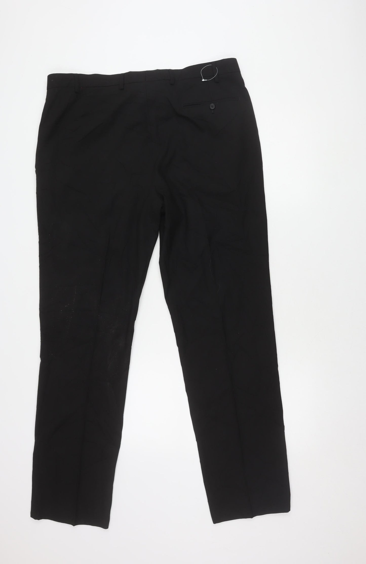 Marks and Spencer Men's Black Regular Fit Trousers
