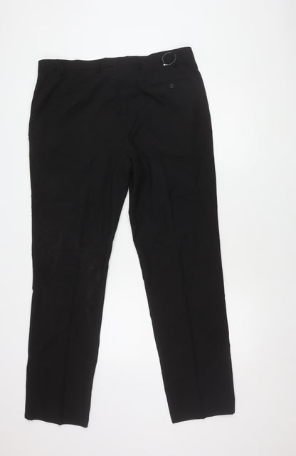 Marks and Spencer Men's Black Regular Fit Trousers