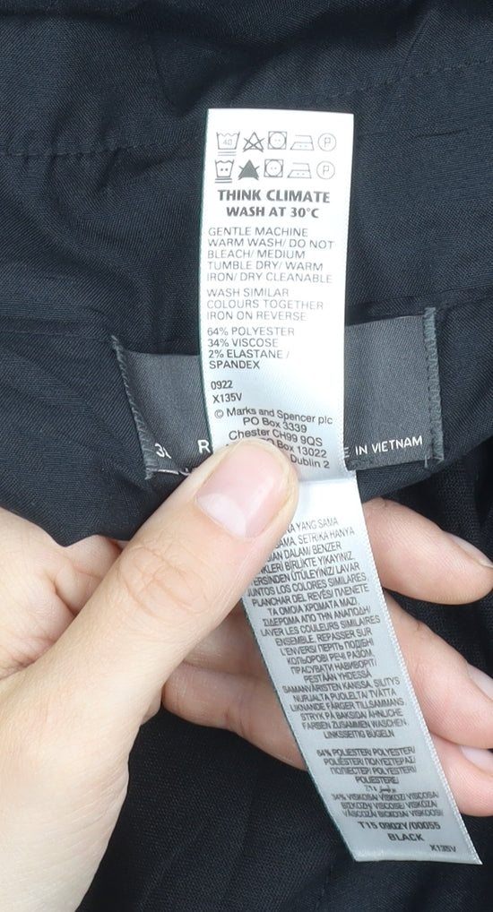 Marks and Spencer Men's Black Regular Fit Trousers