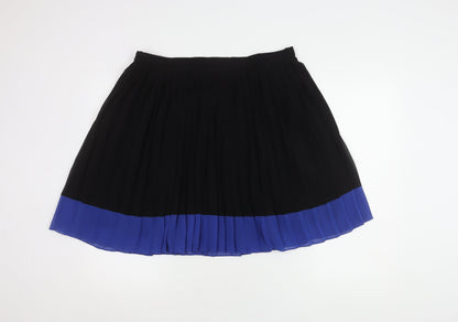 Next Women's Black Blue Pleated Skirt Size 16